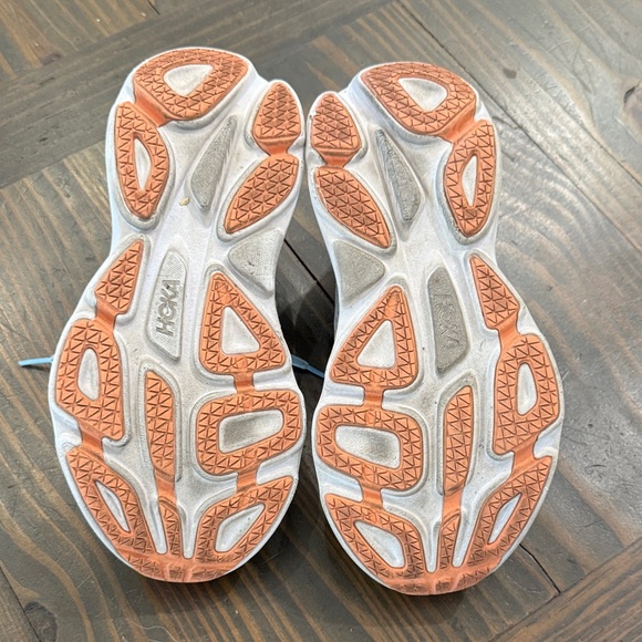 Hoka Sky Blue, Yellow & Coral Running Shoes - Picture 5 of 6